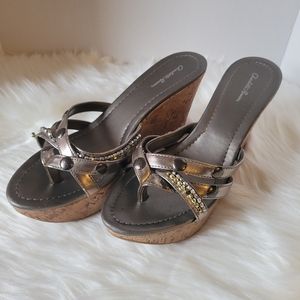 Just Fab Pewter Wedge Sandals